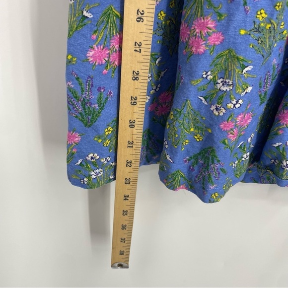 Loft Women’s Floral Puff Sleeve Blue Floral Linen-Blend Dress Size 10 Easter - Picture 9 of 9